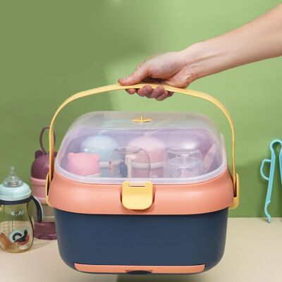 STUNACY Baby Bottle Drying Rack Nursing Bottle Storage Box Container With Swivel Vent Dust Cover Drain Tray Detachable Holder Blue STUNACY Baby Bottle Drying Rack Nursing Bottle Storage Box Container With Swivel Vent Dust Cover Drain Tray Detachable Holder Blue
