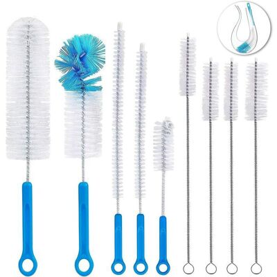 NEIGE Snow 9 Pcs Bottle Cleaning Brush Nylon Tube Brush for Baby Feeding Bottle Kettle - Blue NEIGE Snow 9 Pcs Bottle Cleaning Brush Nylon Tube Brush for Baby Feeding Bottle Kettle - Blue