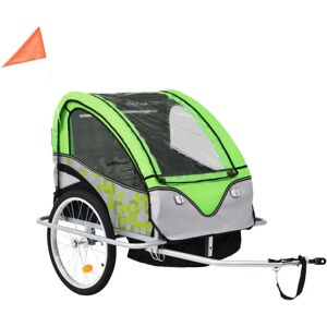 2-in-1 Bike Trailer & Stroller Green and Grey vidaXL - Green