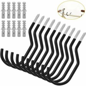 HOOPZI 10 Pack Bicycle Hooks Bicycle Storage Hooks Large Capacity Bicycle Hooks Bicycle Hook Mounted Hook Kit - Black - For wall or ceiling mounting