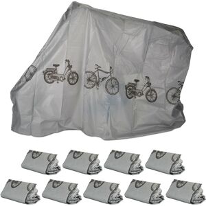Relaxdays - Set of 10 Polyethylene Bike Covers, Tear-Resistant, Sun Protection, 200 x 115 cm, Grey