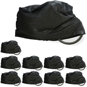 Relaxdays - Set of 10 Polyethylene Bike Covers, Tear-Resistant, Sun Protection, 200 x 115 cm, Black