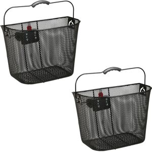 Relaxdays - 2 x Bicycle Basket Front, With Click System, Handlebars Carrier, Metal, h x w x d 27 x 34.5 x 26 cm, Black