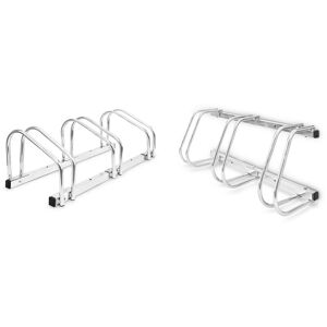 Relaxdays - Set of 2 bike racks, for 3 bicycles per rack, wall and floor mounted, bicycle holder, chrome-plated steel, outdoor
