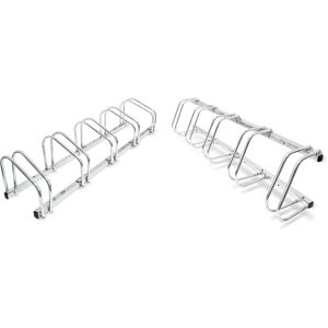 Relaxdays - Set of 2 Bike Stand For 5 Bikes, Floor And Wall Mount, 26 x 130 x 32 cm, Outdoor Bike Holder Rack, Steel, Silver