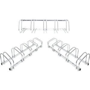 RELAXDAYS Set of 3 Bike Stand For 5 Bikes, Floor And Wall Mount, 26 x 130 x 32 cm, Outdoor Bike Holder Rack, Steel, Silver