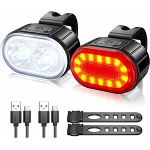 Denuotop - Bike Light Set, Powerful led Bike Light Kit, Waterproof Bike Light usb Rechargeable Bike Lights, Front and Rear Road Bike Light