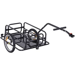 Homcom - Folding Bicycle Cargo Storage Cart and Luggage Trailer with Hitch - Black