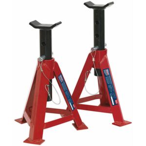 LOOPS Pair 5 Tonne Axle Stands - Pin & Chain Load Support - 500mm Max Height