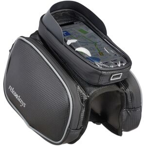 Bicycle Smartphone Case, Waterproof Frame Bag, Smartphones up to 6.7'', h x w x d: 20 x 15 x 20 cm, Black - Relaxdays