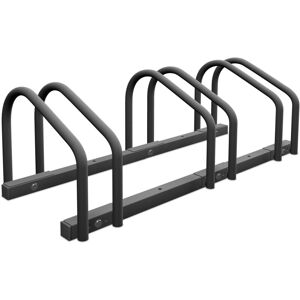 Relaxdays - Floor Bike Rack, for 3 Bicycles, Wheel Width up to 60mm, Metal, Outdoor Parking Stand, Garage, Anthracite