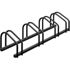 Relaxdays Floor Bike Rack, for 4 Bicycles, Wheel Width up to 60mm, Metal, Outdoor Parking Stand, Garage, Anthracite