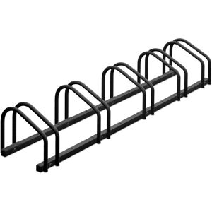 Relaxdays - Floor Bike Rack, for 5 Bicycles, Wheel Width up to 60mm, Metal, Outdoor Parking Stand, Garage, Anthracite