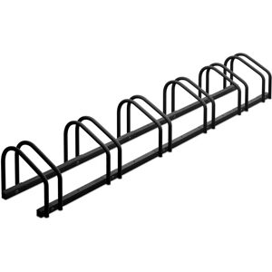 Relaxdays Floor Bike Rack, for 6 Bicycles, Wheel Width up to 60mm, Metal, Outdoor Parking Stand, Garage, Anthracite