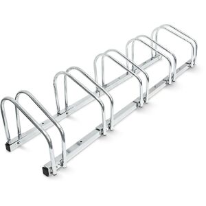 Relaxdays - Bike Stand For 5 Bikes, Floor And Wall Mount, 26 x 130 x 32 cm, Outdoor Bike Holder Rack, Steel, Silver