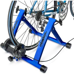 Indoor Bicycle Resistance Trainer, 6 Gears, for 26-28 Wheels Indoor Cycling Stand, Cardio Workout, Blue - Relaxdays