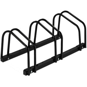 Relaxdays - Floor Bike Rack, for 3 Bicycles, Metal, Outdoor Parking Stand, Garage, HxWxD: 27 x 67.5 x 33 cm, Black