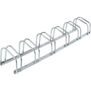 Relaxdays - Floor Bike Rack, for 6 Bicycles, Wheel Width up to 60 mm, Metal, Outdoor Parking Stand, Garage, Silver