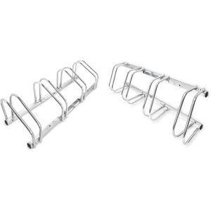 Set of 2 Relaxdays bike racks, for 4 bicycles, wall and floor mounted, bicycle, chrome-plated steel, outdoor, silver