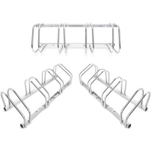 Set of 3 Relaxdays bike racks, for 4 bicycles, wall and floor mounted, bicycle, chrome-plated steel, outdoor, silver