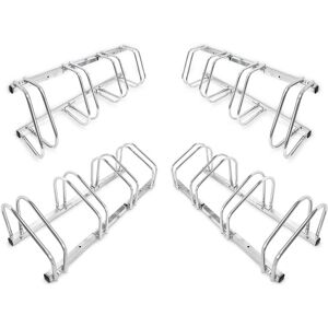 Set of 4 Relaxdays bike racks, for 4 bicycles, wall and floor mounted, bicycle, chrome-plated steel, outdoor, silver