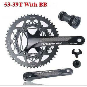 WOOSIEN 110bcd Bike Crankset 22s Road Bike Hollow Double Sprockets 170mm 53-39t 50-34t Double Chainring Racing Bicycle Cranks Parts 53-39t with bb