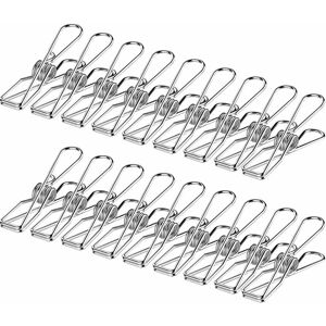 Denuotop - Clothespins Stainless Steel Socks Drying Rack, Hanger for Drying Socks, Underwear, Insoles, Baby Clothes, Gloves 100 Pegs Silver