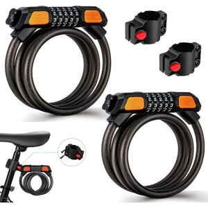 Linghhang - 2 Pack) Anti-theft, High Security Bicycle Cable Lock 120cm/12mm, Waterproof Adjustable 5-Digit Combination Chains for Bike, Cycling,