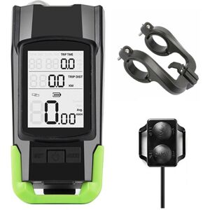TLILY 3 in 1 Computer Bicycle Light usb Bike Lamp Mode Horn Flashlight Speedometer Cycling Front Headlight Green