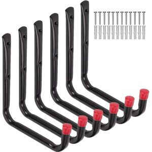 Linghhang - 6 Pack Heavy Duty Garage Storage Hooks, 6.7' Wall Mounted Hanger for Garden Hose, Folding Chair, and Bike