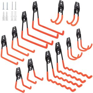 Csparkv - Garage Storage Hooks, 12 Pack Heavy Duty Wall Hooks with Non-Slip Coating, Square Hooks, Wave Hooks, for Shovels, Bikes, Tools, Ropes, Lawn Csparkv - Garage Storage Hooks, 12 Pack Heavy Duty Wall Hooks with Non-Slip Coating, Square Hooks, Wave Hooks, for Shovels, Bikes, Tools, Ropes, Lawn