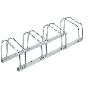 Relaxdays - Floor Bike Rack, for 4 Bicycles, Wheel Width up to 60 mm, Metal, Outdoor Parking Stand, Garage, Silver Relaxdays - Floor Bike Rack, for 4 Bicycles, Wheel Width up to 60 mm, Metal, Outdoor Parking Stand, Garage, Silver