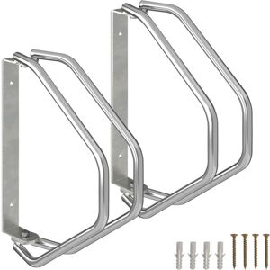 Relaxdays - 2x Wall-Mounted Bicycle Stand, Sturdy Steel, 180° Swivelling Bike Holder, Space-Saving Single Parker, Silver Relaxdays - 2x Wall-Mounted Bicycle Stand, Sturdy Steel, 180° Swivelling Bike Holder, Space-Saving Single Parker, Silver