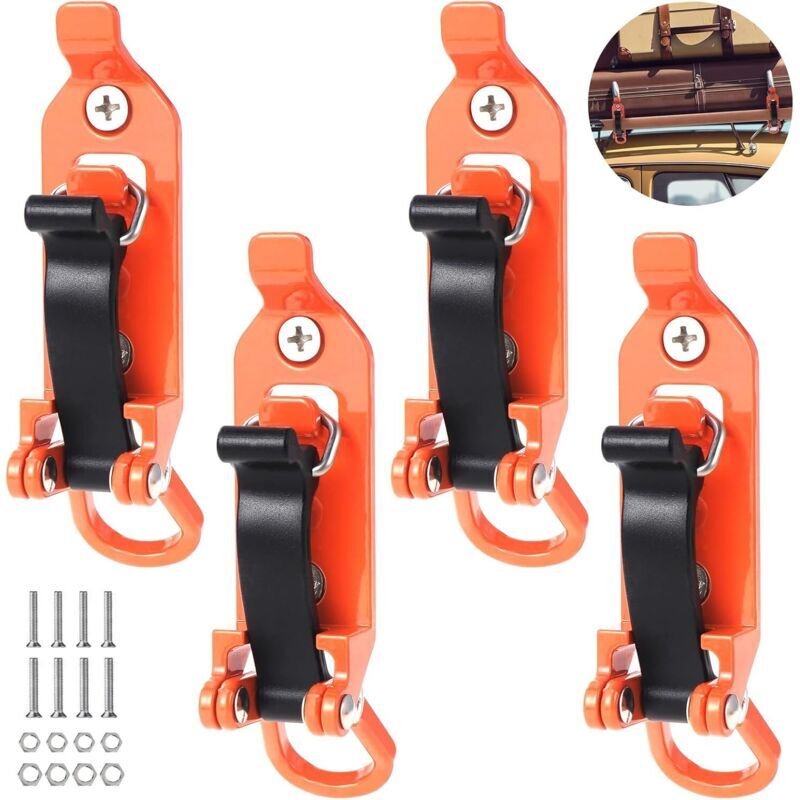 CCYKXA 4PCS Shovel Holder for Roof Rack, Shovel Holder Mounting Kit, Wall Mount Brackets Metal Rubber Clamp, Shovel Holder for Car, Truck (Orange)