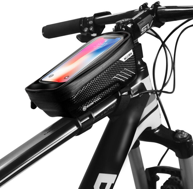 Ikodm - Waterproof Bike Phone Bag, Bike Frame Phone Holder with Sensitive Touch Screen Bicycle Handlebar Pouch Bike Handlebar mtb Motorcycle Large