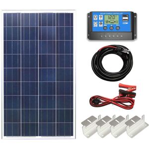 LOWENERGIE 100w Poly Solar Panel Battery Charging Kit Controller Cables & Mounting Brackets