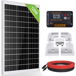 Eco-worthy - 120W 12V Mono Solar Panel+30A Controller & whole set abs Bracket for Car rv