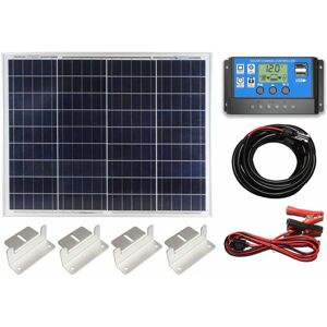 Lowenergie - 50w Poly Solar Panel Battery Charging Kit Controller Cables & Mounting Brackets