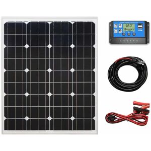 LOWENERGIE 80w Mono Solar Panel Battery Charging Kit Controller Cables Boat Caravan Home