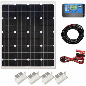 LOWENERGIE 80w Mono Solar Panel Battery Charging Kit Controller Cables & Mounting Brackets