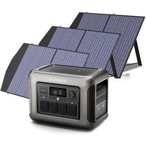 Allpowers - R1500 Portable Power Station with 3Pcs Solar Panel, 1800W 1152Wh LiFePO4 Fast Charging Solar Generator with 100W Portable Solar Panel