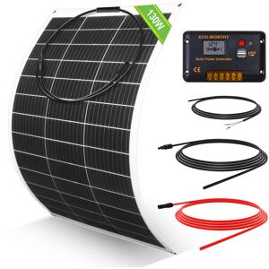 Eco-worthy - 130W 12V Flexible Solar Panel Basic Kit with 30A Controller for Caravans, Boats, Boats and more.