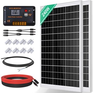 Eco-worthy - 240W 12V/24V Solar Panel Kit Off Grid Battery Charge For Caravan rv Marine Trailer Camper Van Camping