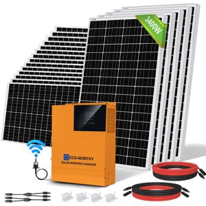 3400W Solar Panel Kit with 5000W 48V Pure Sine Wave Solar All-in-One Inverter-Controller for Shed Cabin Home Garden Cabin rv Marine Boat - Eco-worthy