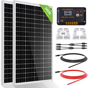 Eco-worthy - 340W 12V Mono Solar Panel+30A Controller & whole set abs Bracket for Car rv