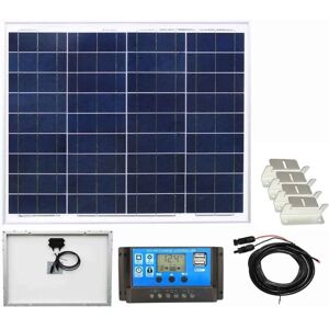 LOWENERGIE 50w Poly-Crystalline Solar Panel pv Photo-voltaic and charging kit including brackets