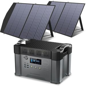 Power Station, 1500Wh 2000W Solar Generator With 2Pcs 100W Solar Panel for Home Emergency Outdoor Allpowers S2000
