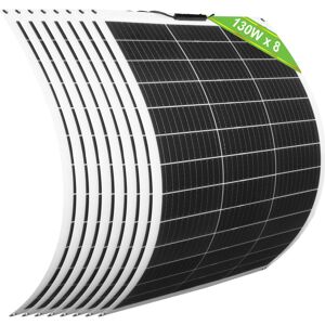 Eco-worthy - 1040W 12V (8 pcs 130W) Flexible Solar Panel Monocrystalline Waterproof Photovoltaic Module for rv Boat Caravans Roof Cabin and Non-flat