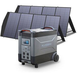 Allpowers - Home Battery Power Station LiFePO4 3600Wh, Voice Control With 2Pcs 200W Solar Panel For Home Backup Outdoor R4000