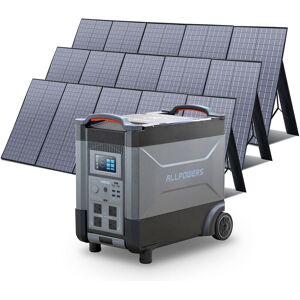 Allpowers - Home Battery Power Station LiFePO4 3600Wh, Voice Control With 3Pcs 400W Solar Panel For Home Backup Outdoor R4000